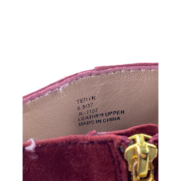 DKNY Teryn Women's Red Suede Round Toe Heeled Platform Zip Up Ankle Boots 6.5 - Picture 7 of 7